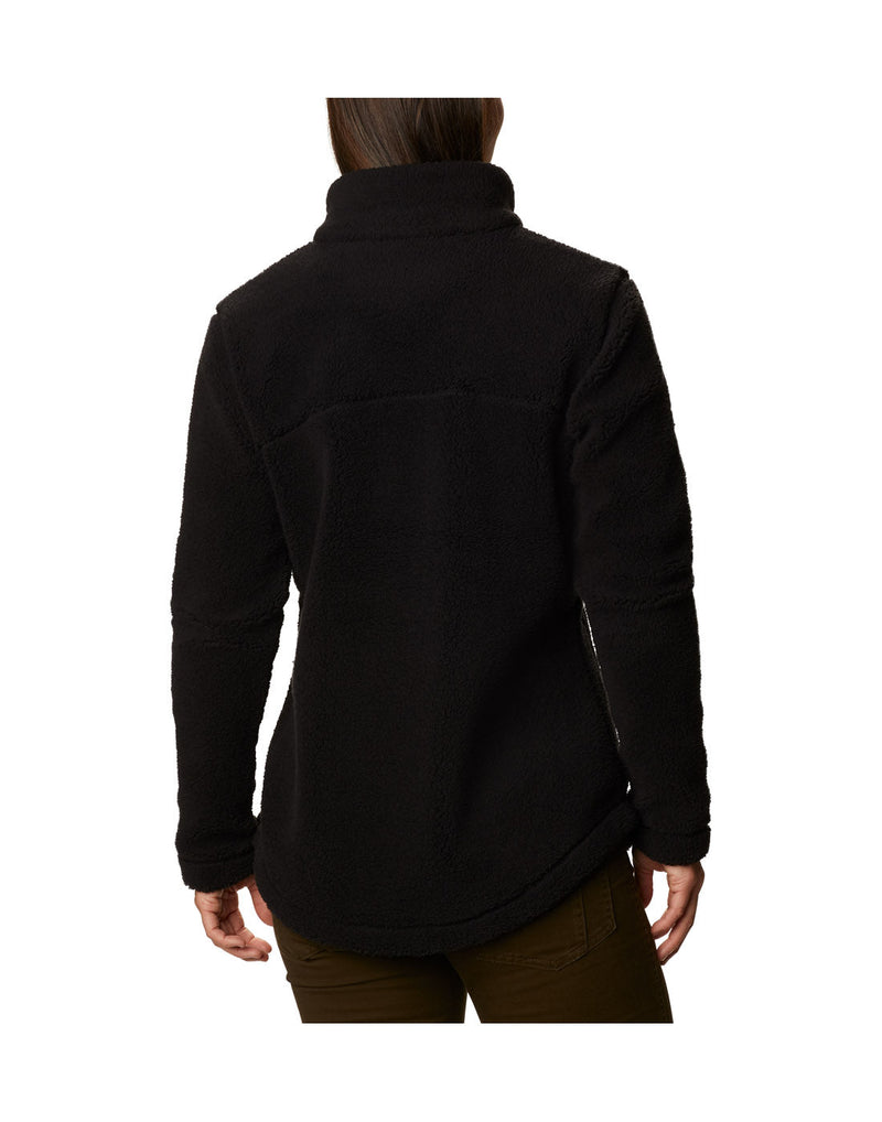 Woman wearing Columbia Women's West Bend™ Full Zip Fleece Jacket in black, back view.