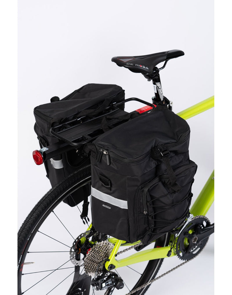 Corsino Discover 3-in-1 Pannier Bag attached to rear of a bicycle