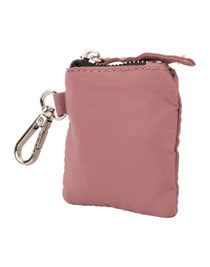Small blush zippered pouch with carabiner clip