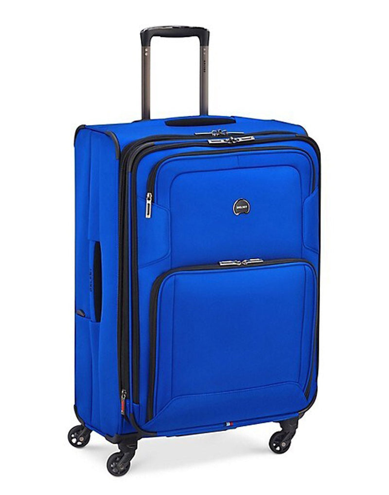 Delsey Optima Expandable 28" Spinner, blue, front angled view