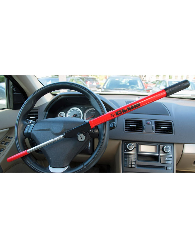 The Original Club® Steering Wheel Lock attached to a steering wheel