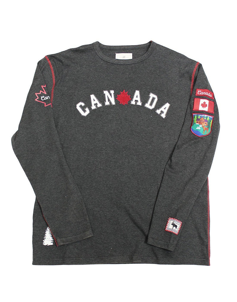 Canada crested men's charcoal long sleeve shirt