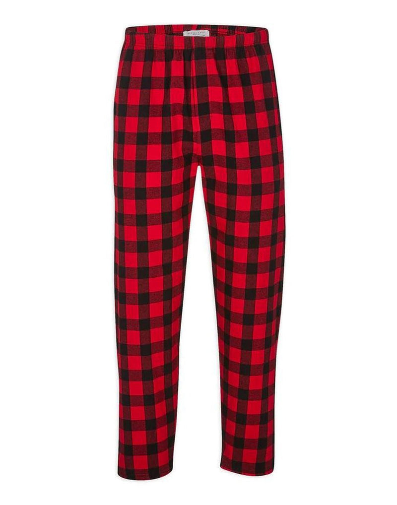 Unisex Plaid Lounge Pants in red and black checkered print, front view