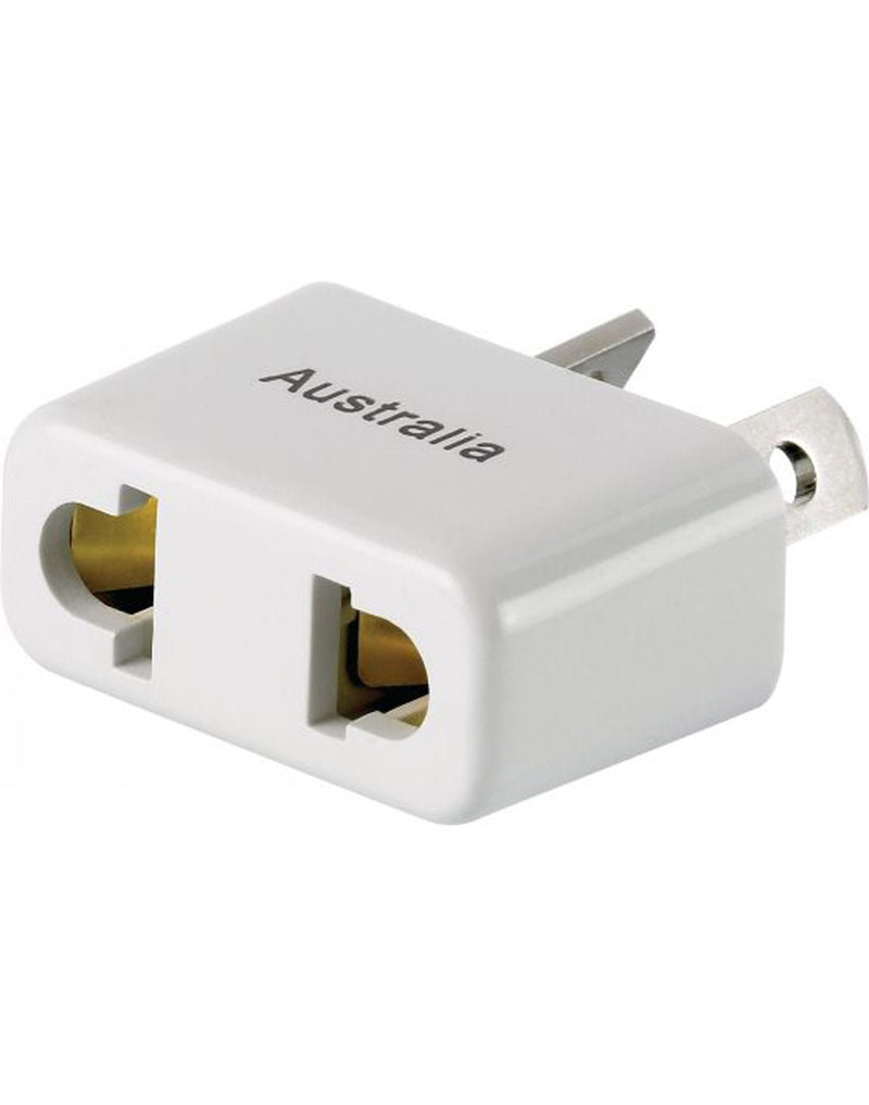 Go Travel North America to Australia Adapter, front angled view of input sockets