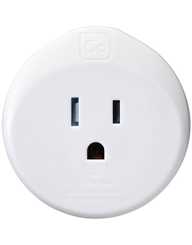 Go Travel USA-AUS/China Grounded Adapter, front view of input socket