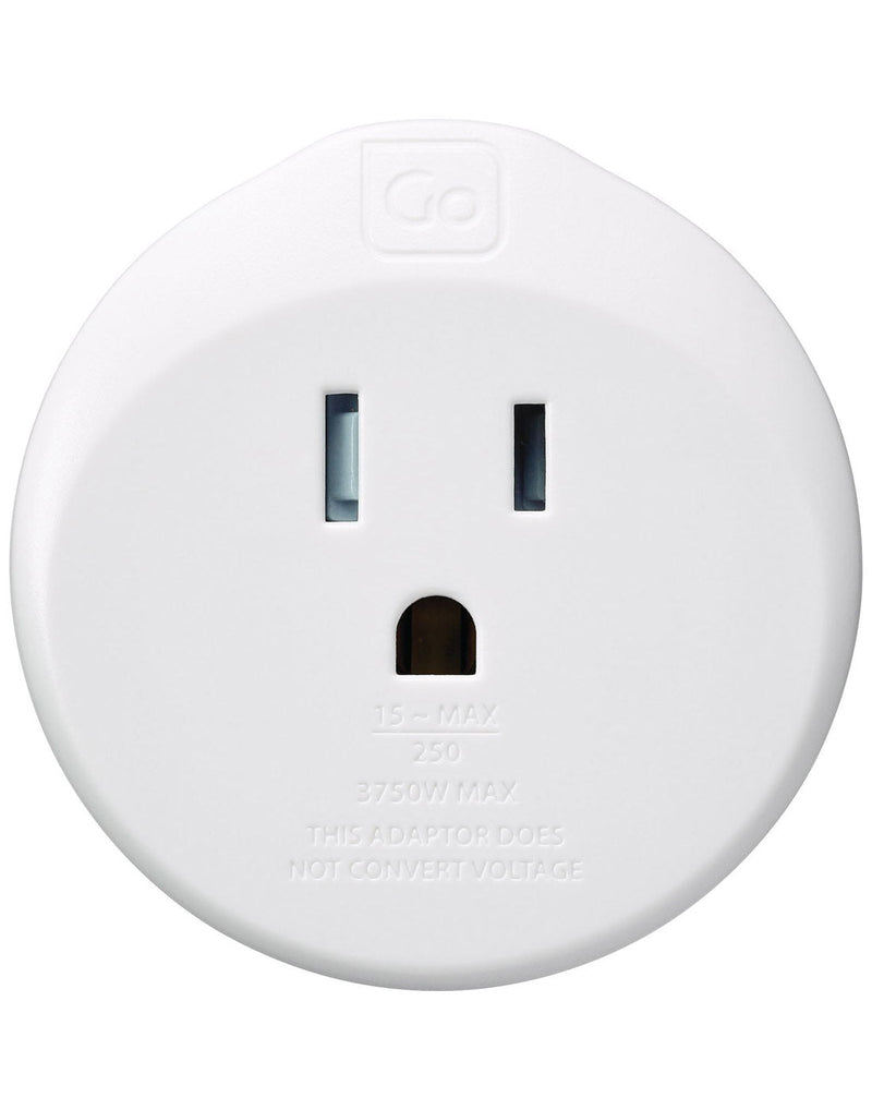 Go Travel USA-SA Grounded Adapter, front view of input plug