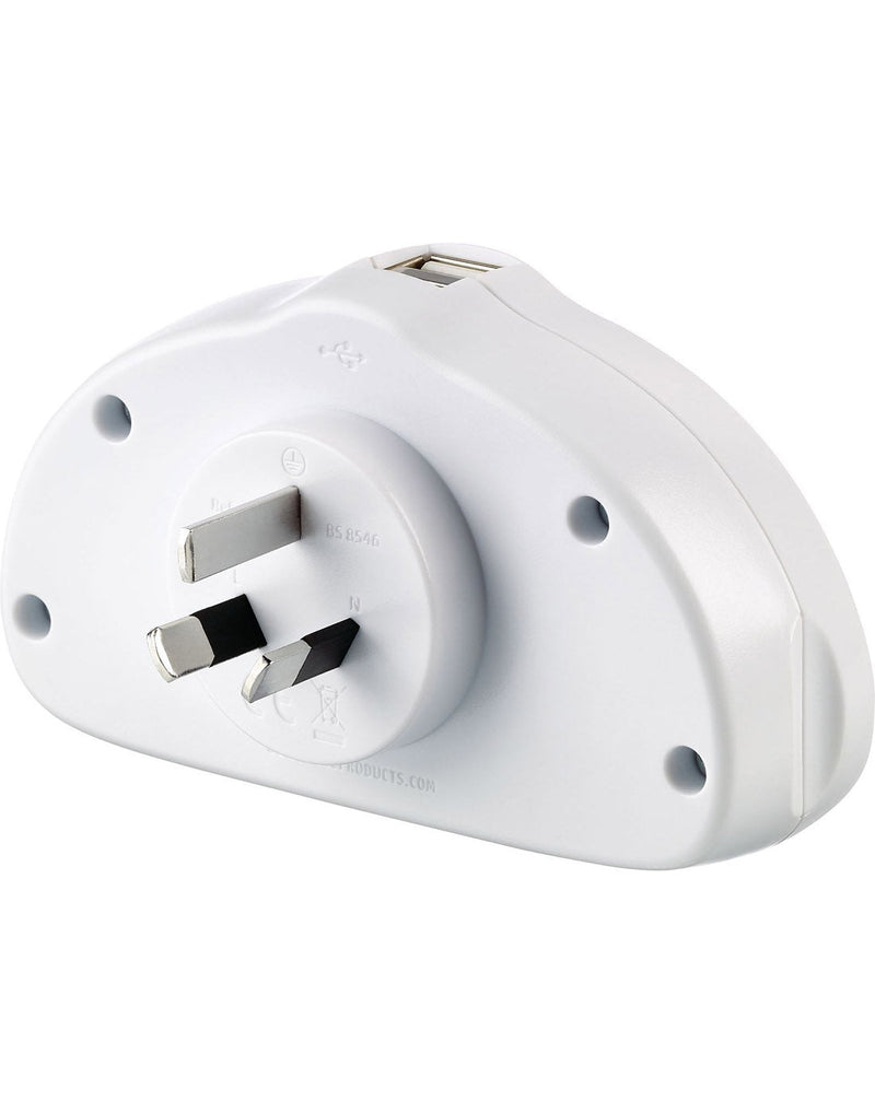 Go Travel World-AUS/China Adapter Duo + USB, back angled view of plug