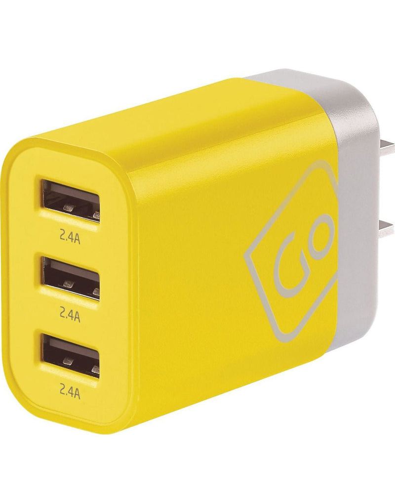 Front view of Japan adapter plugged into USB charger