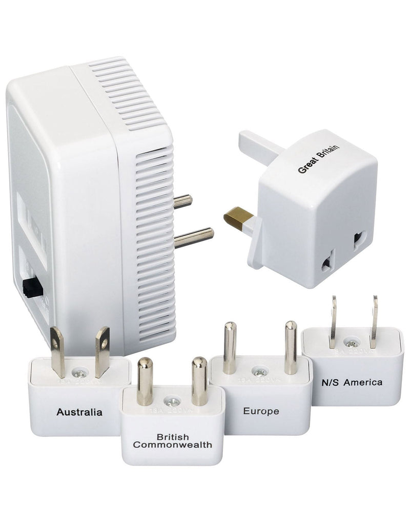 Go Travel Worldwide Adapter Kit + Converter, converter and five separate country adapters