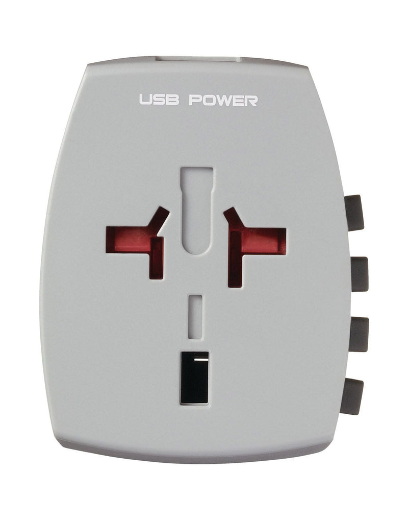 Go Travel Worldwide USB Adapter, front view of input sockets