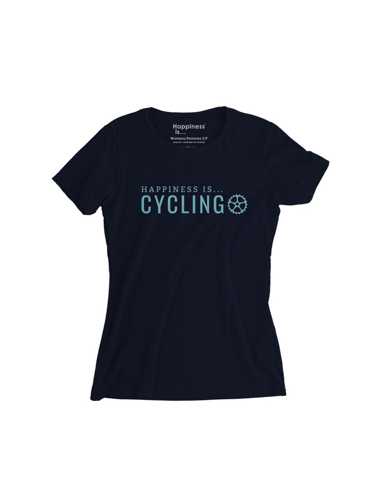 Happiness Is... Women's Cycling T-Shirt - navy, front view