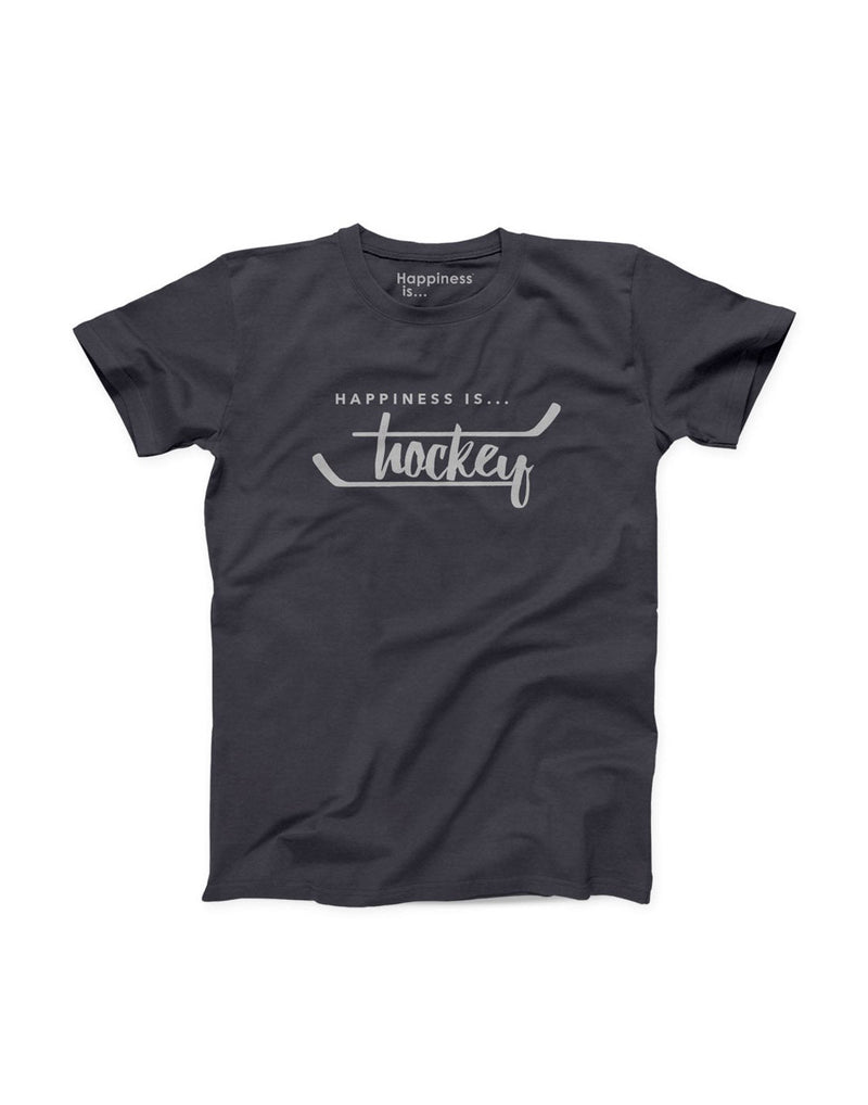 Happiness Is...Hockey Men's T-Shirt in vintage black, front view