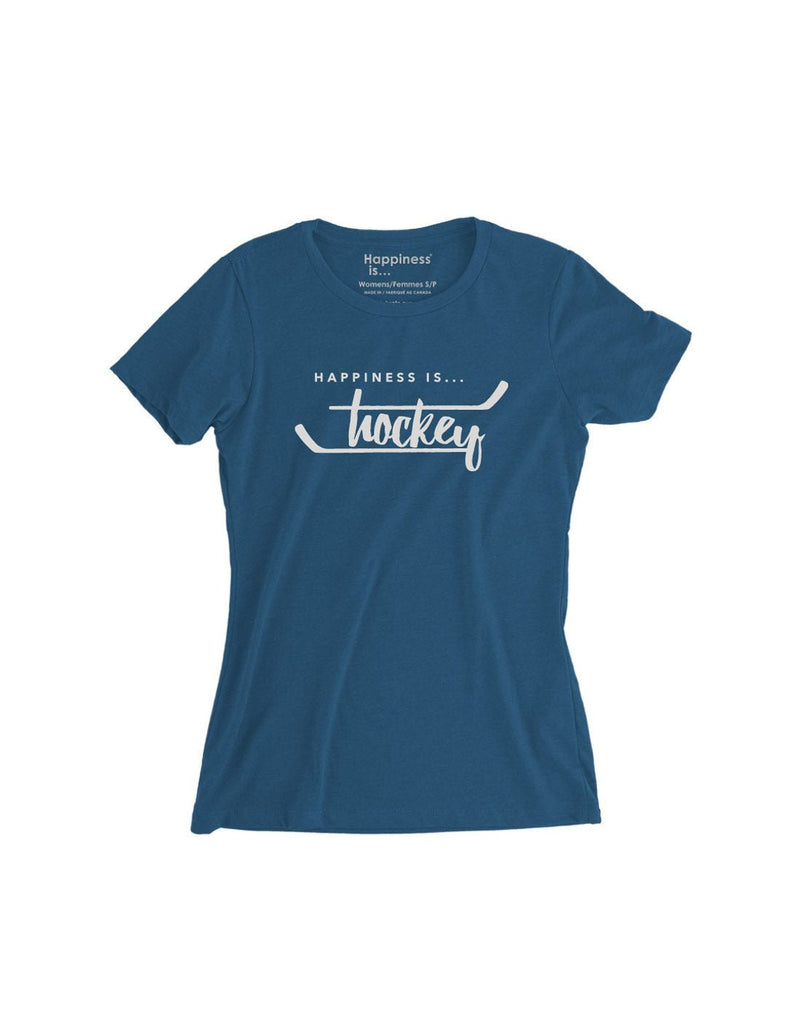 Happiness Is...Hockey Women's T-Shirt in sea blue, front view