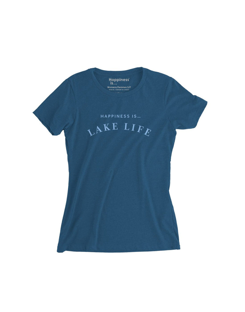 Happiness Is...Lake Life Women's T-Shirt - sea blue, front view