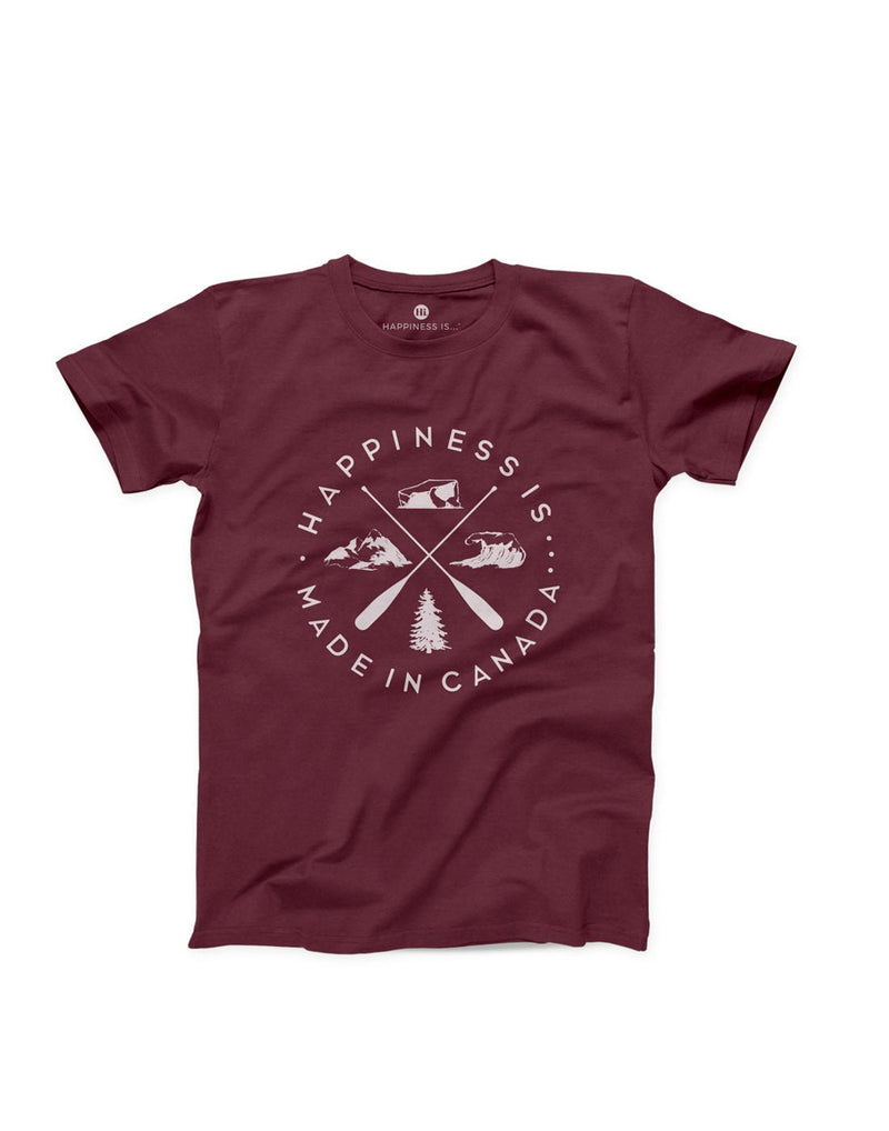 Happiness Is... Men's Crest T-Shirt - port red, front view