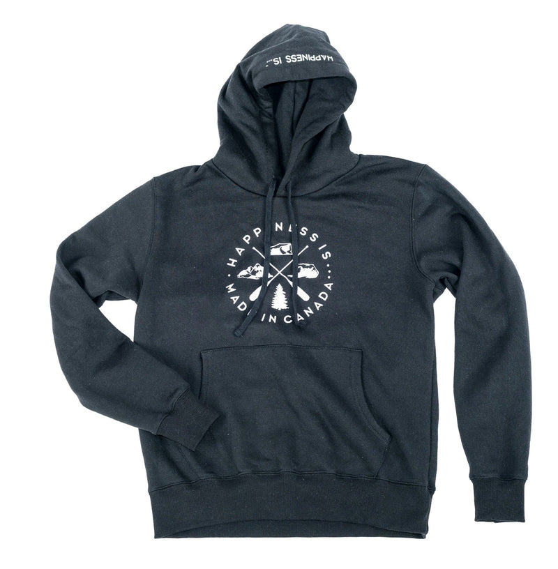 Happiness Is...Unisex Crest Hoodie - vintage black, front view
