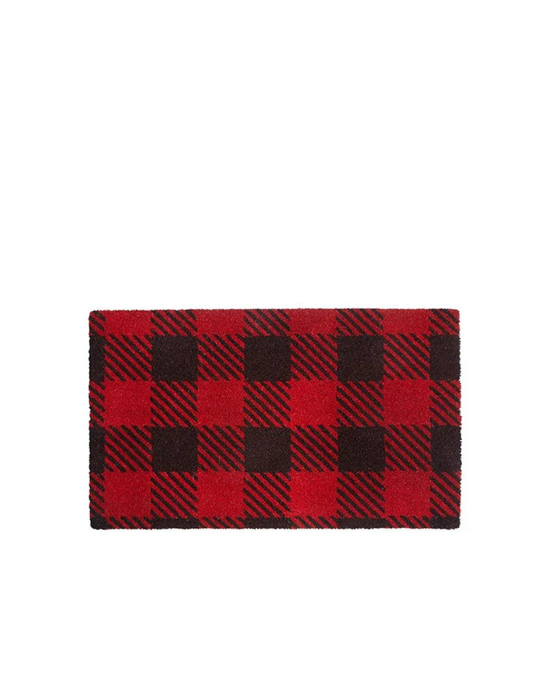 Coir mat in red and black buffalo check plaid