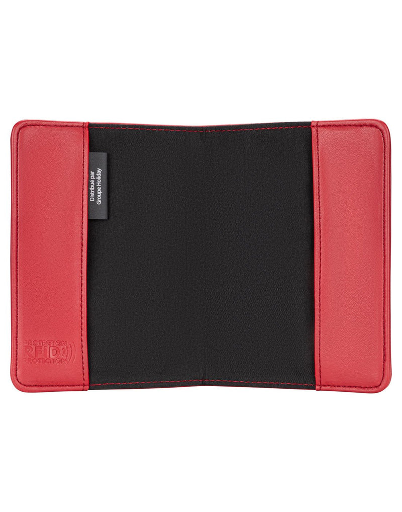 RFID Passport Cover in red, open view