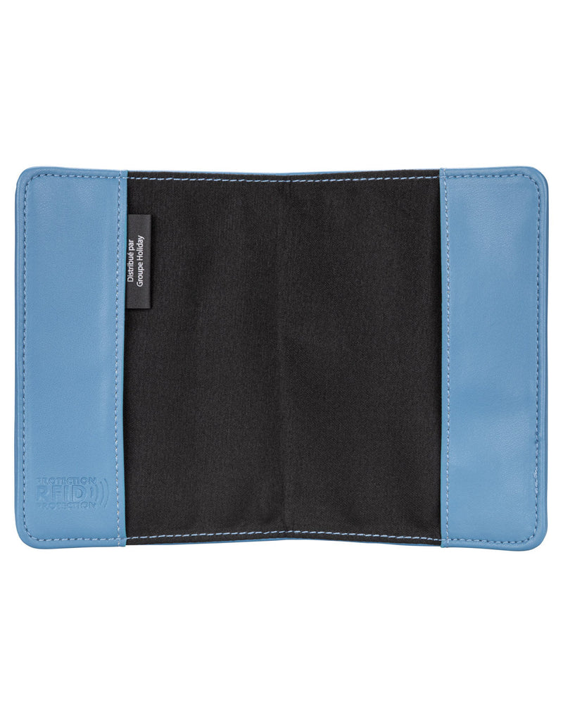 RFID Passport Cover in blue, open view
