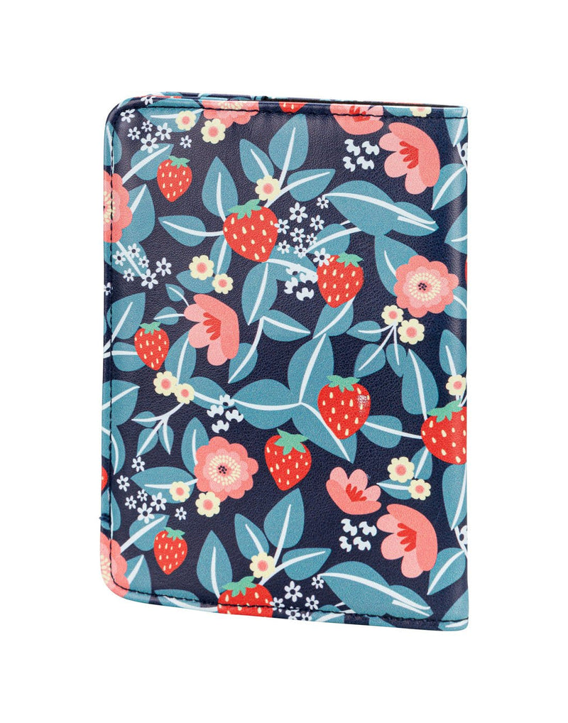 RFID Passport Cover in strawberry floral, back view