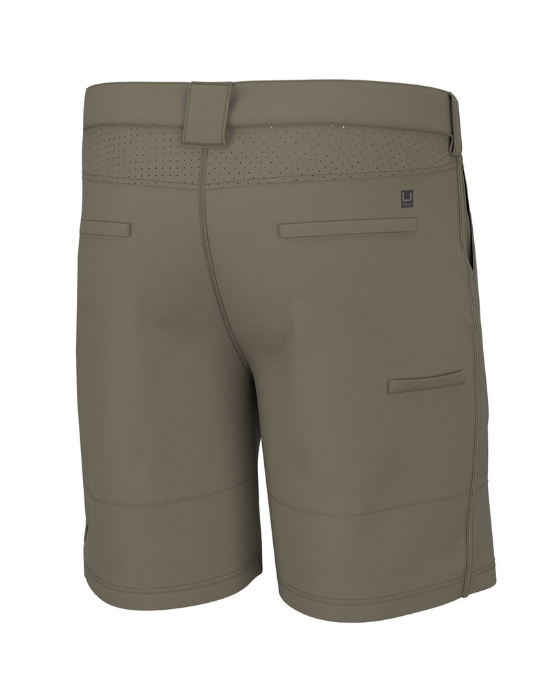 Huk Men's A1A Pro Short in overland trek khaki colour, back view