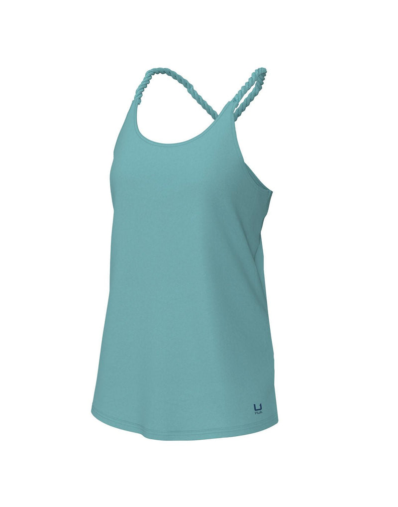Huk Women's Novelty Tank in Island Paradise turquoise colour, front view