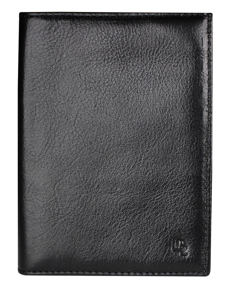 Front view of the RFID Leather Passport Wallet in black.