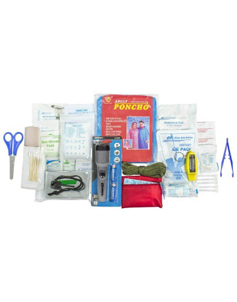 Life Gear 150pc Waterproof First Aid & Survival Kit contents