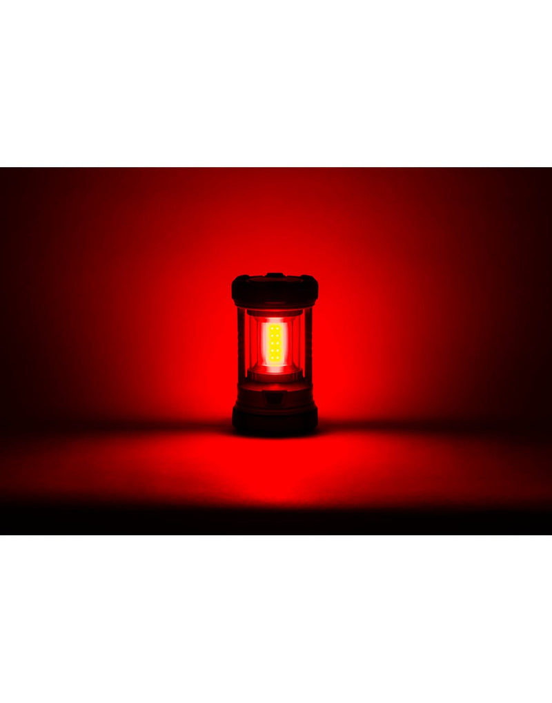 Illuminated red safety light turned on