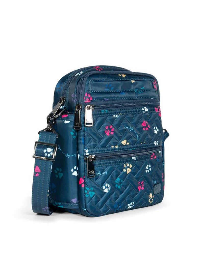 Lug Can Can XL Convertible Crossbody Bag, paws navy print, front angled view