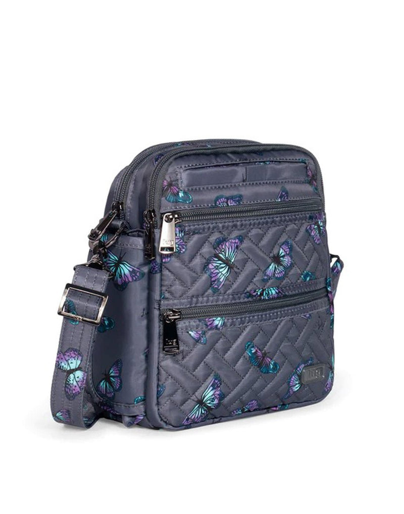 Lug Can Can XL Convertible Crossbody Bag - grey butterfly print, front angled view