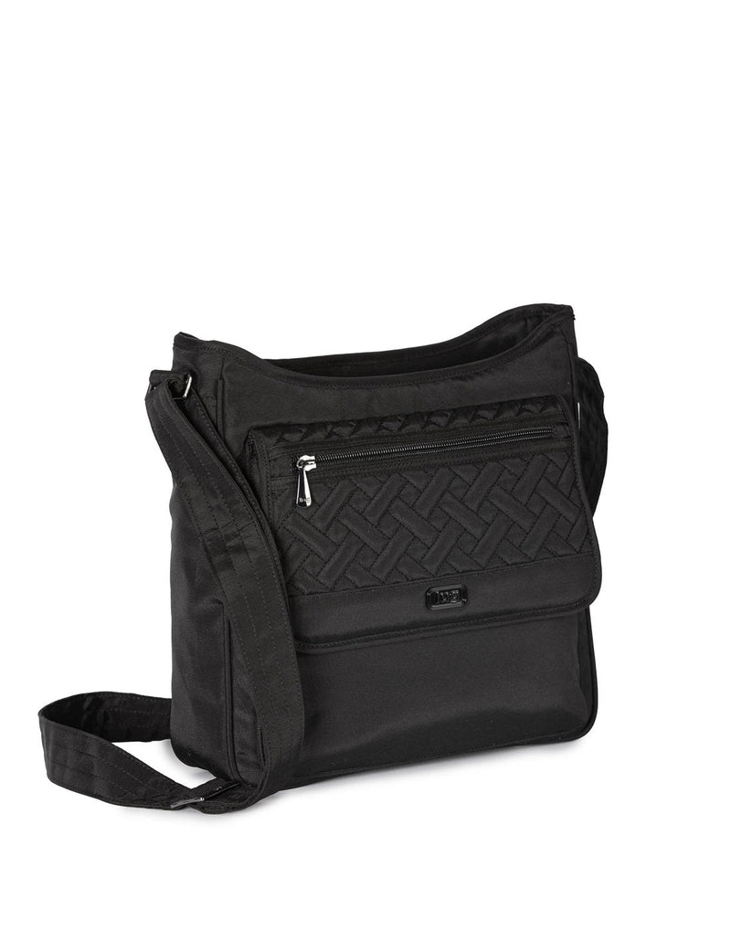 Lug Hopscotch Crossbody Bag, brushed black, front angled view