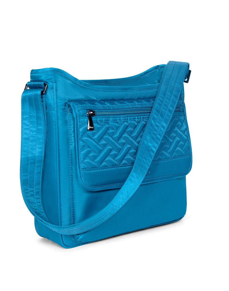 Lug Hopscotch Crossbody Bag, ocean blue, front angled view