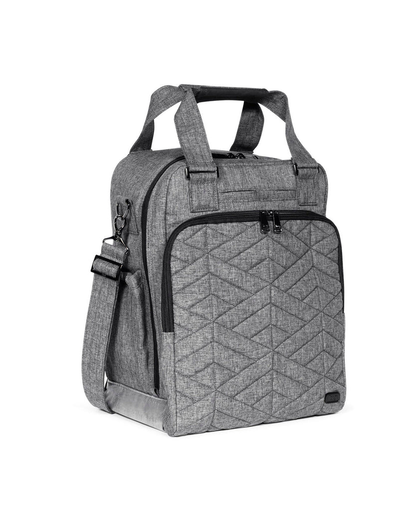 Lug Ranger XL Overnight Tote Bag in heather grey, front angled view