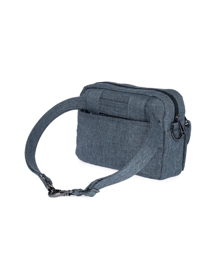 Lug Switch Convertible Crossbody Bag in heather grey, back view with strap converted to hip belt