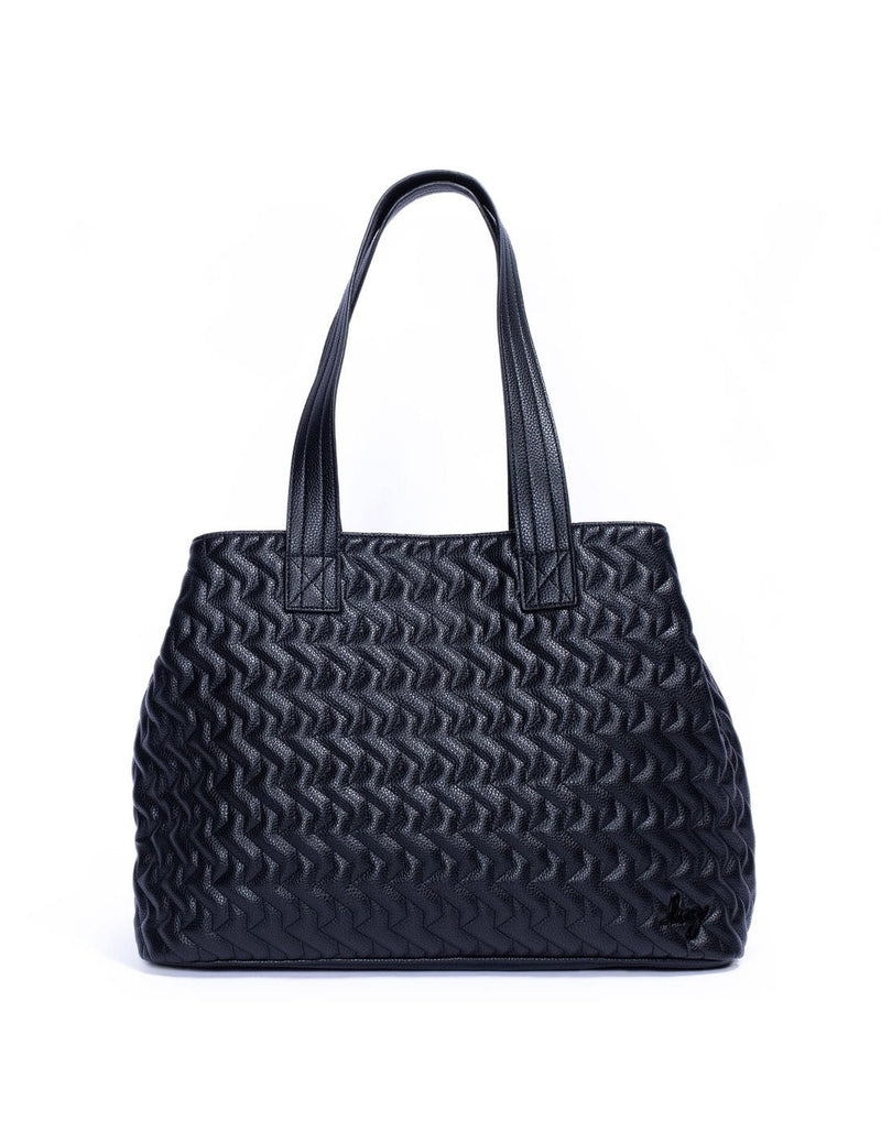 Lug Tempo VL Tote Bag, quilted vegan leather in black, front view