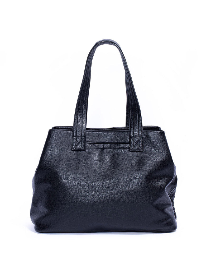 Lug Tempo VL Tote Bag, quilted vegan leather in black, back view