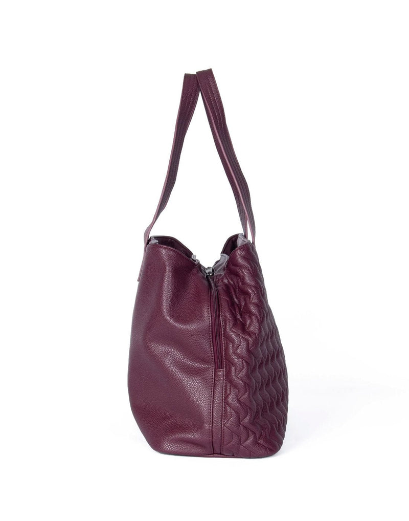 Lug Tempo VL Tote Bag, quilted vegan leather in wine red, side view