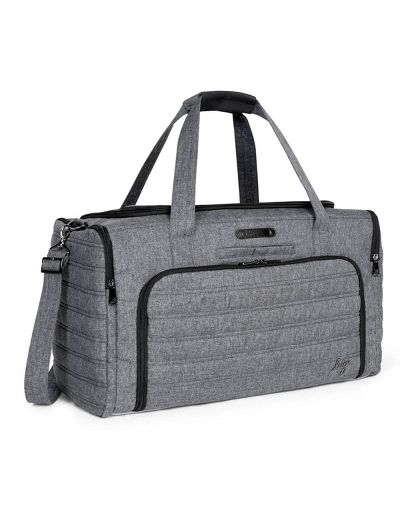 Lug Trolley Duffle Bag, heather grey, front angled view