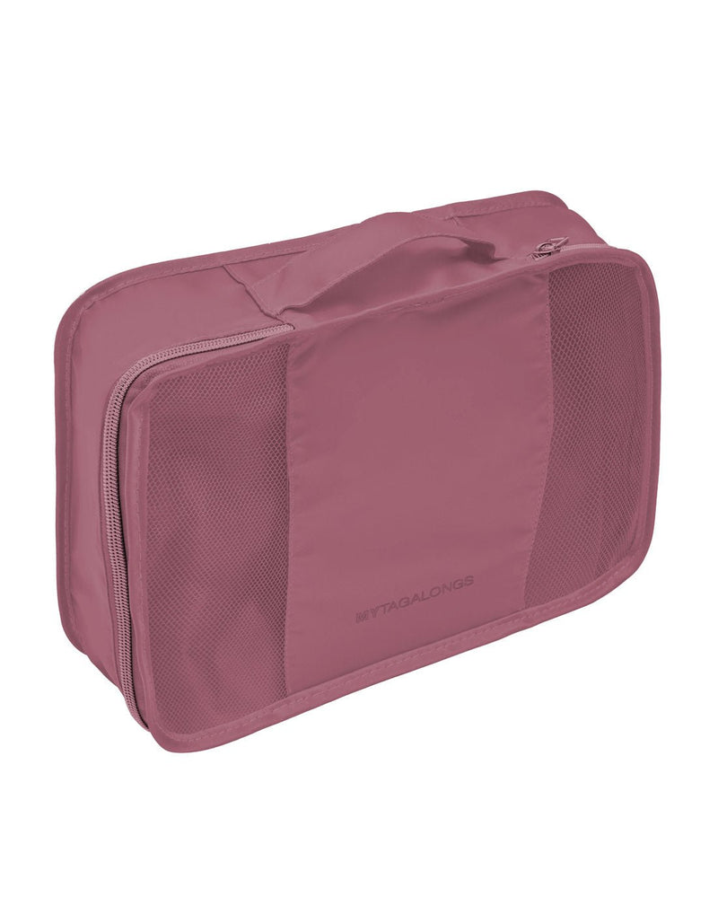 MyTagAlongs Long Haul medium size packing cube in mauve, front angled view