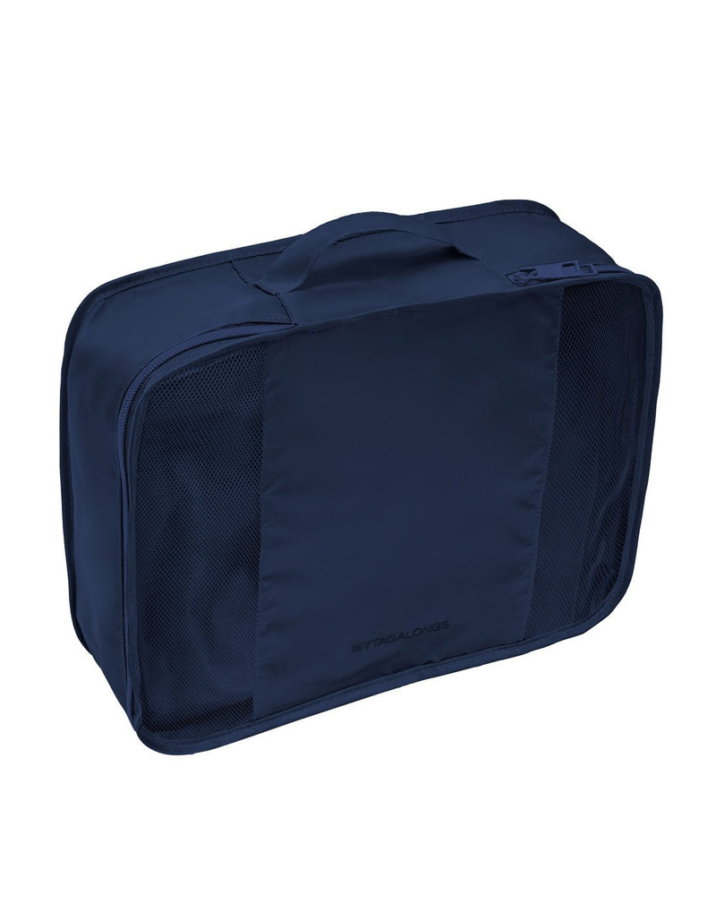 MyTagAlongs Long Haul small size packing cube in navy, front angled view