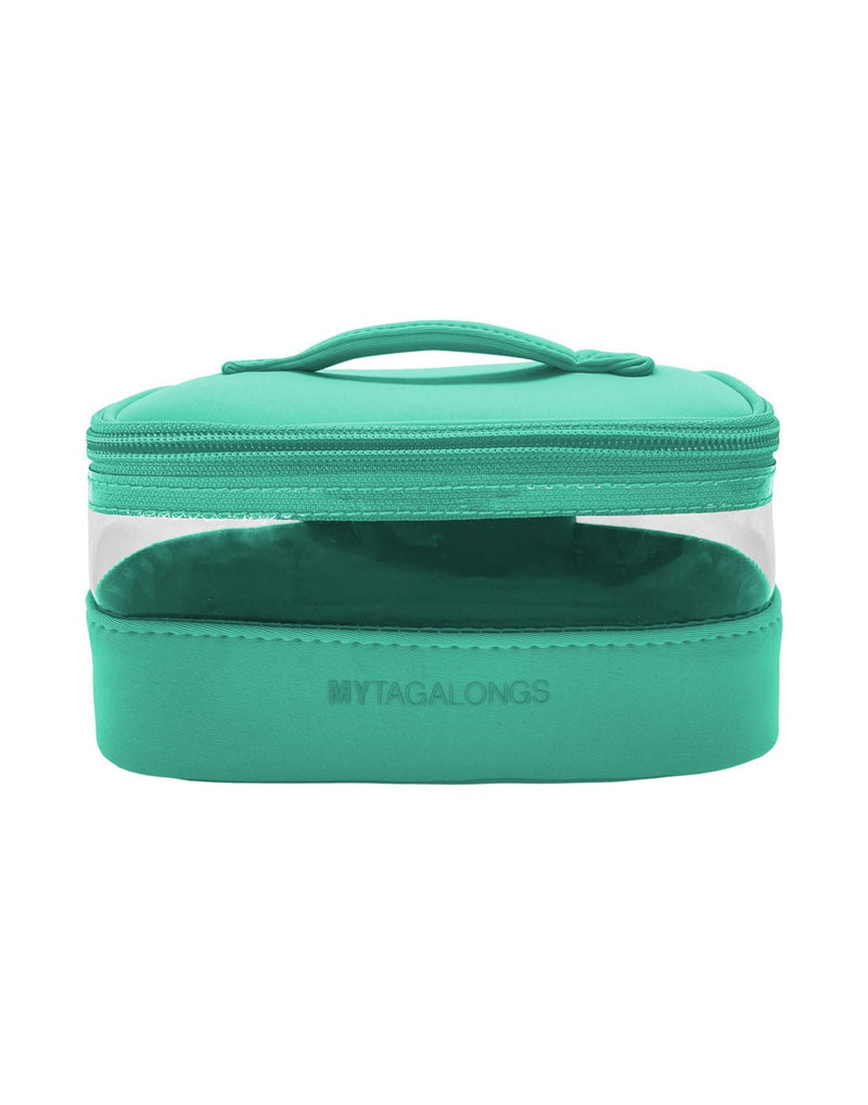 MyTagAlongs Mini Clear Train Case, clover, front view