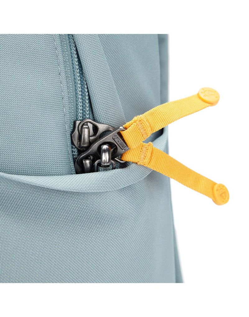 Close-up of zipper tabs