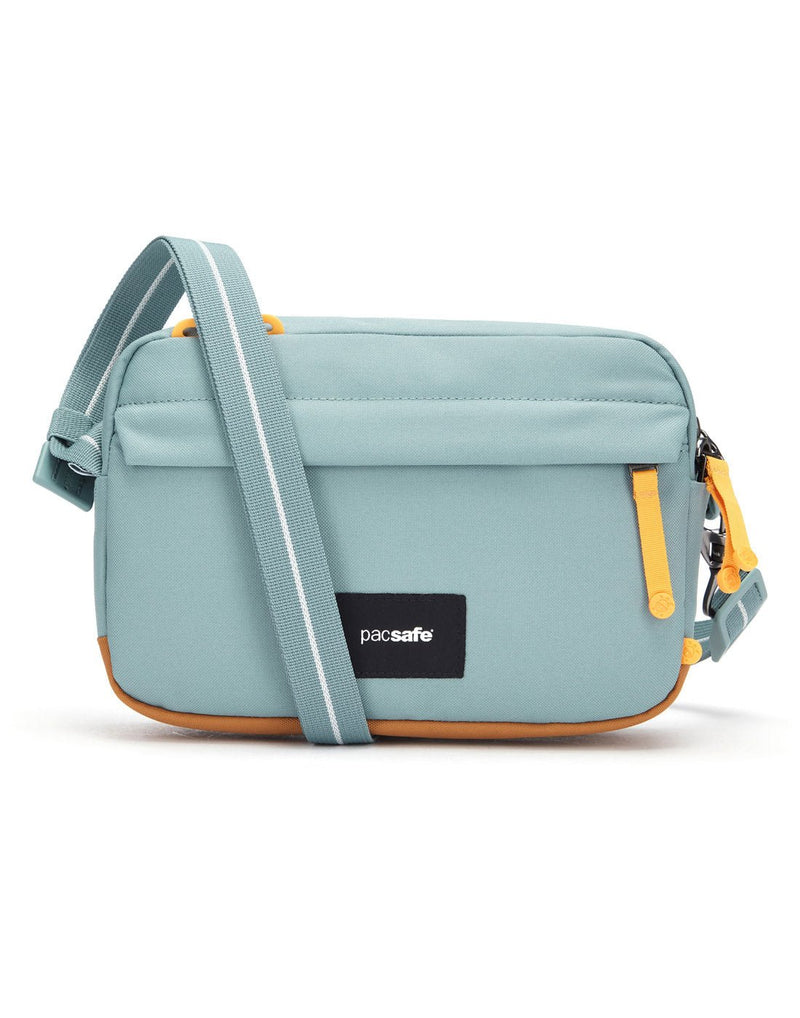 Pacsafe® GO Anti-Theft Crossbody Bag in fresh mint colour front view.