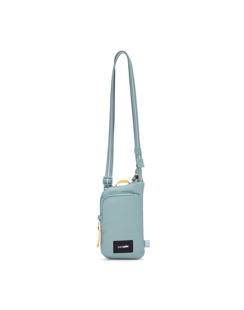 Pacsafe® GO Anti-Theft Tech Crossbody in fresh mint colour front view with Carrysafe® slashguard strap extended.