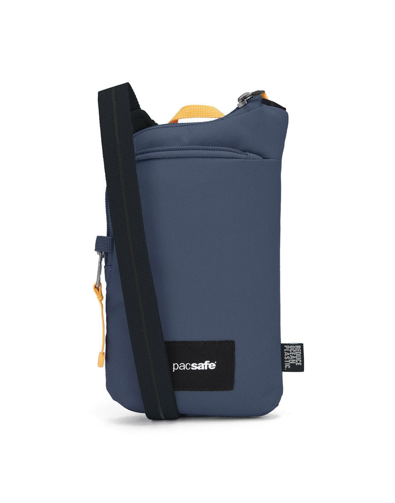Pacsafe® GO Anti-Theft Tech Crossbody in coastal blue colour front view.