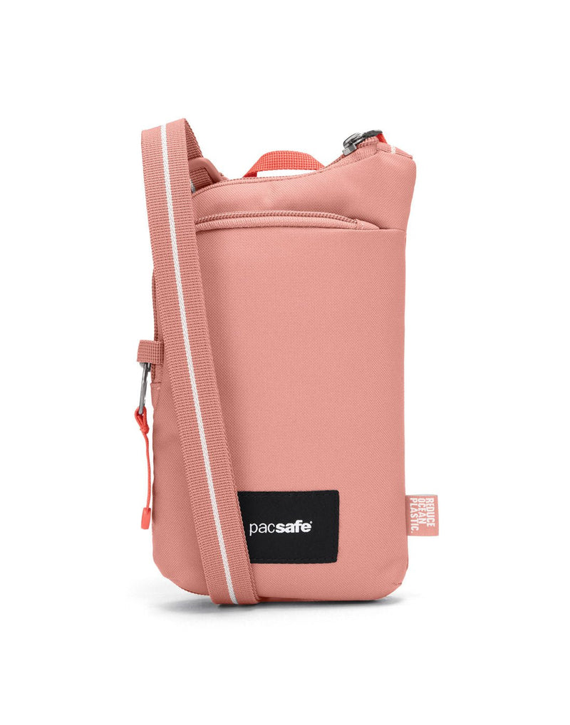 Pacsafe® GO Anti-Theft Tech Crossbody in rose colour front view.