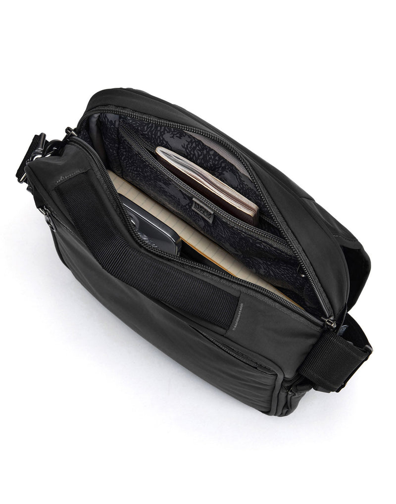 Pacsafe® LS200 Anti-theft Crossbody Bag, black, top inside view