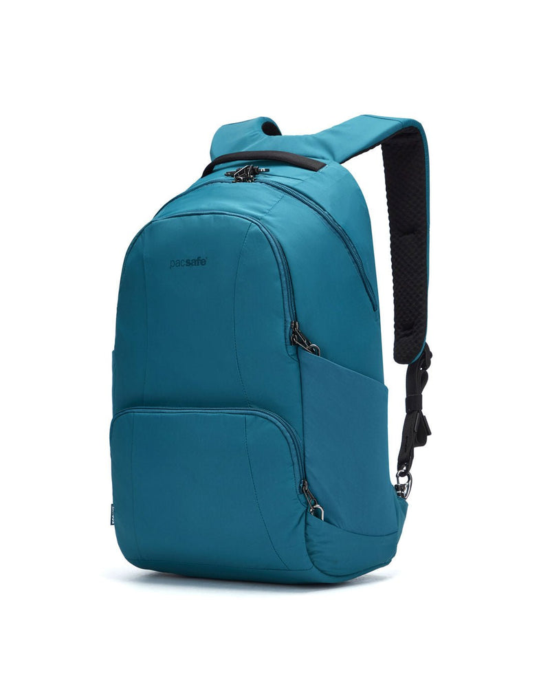 Pacsafe® LS450 Anti-Theft 25L Backpack, tidal teal, front angled view