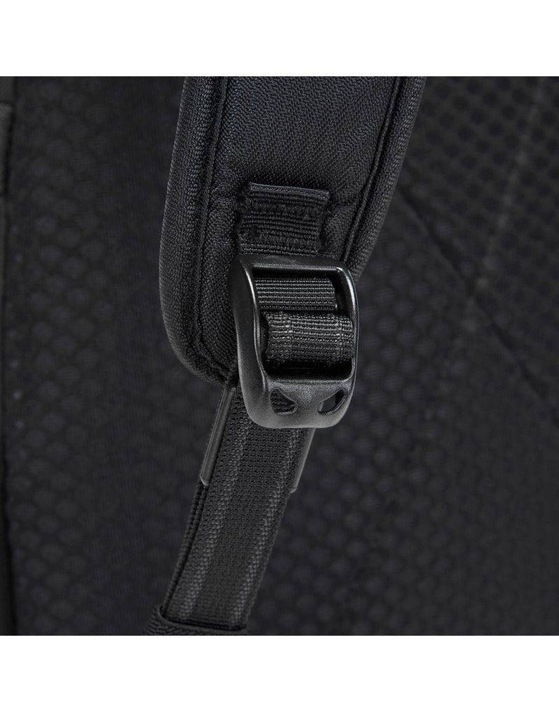 Close up of strap adjuster